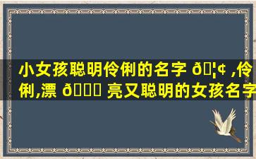 小女孩聪明伶俐的名字 🦢 ,伶俐,漂 🐕 亮又聪明的女孩名字